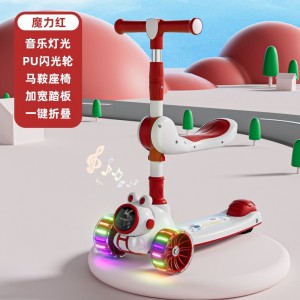 Children&#039;s scooter with seat, 3-in-1, 2-6 year old, can ride, skate, musical, scooter, scooter, yo-yo