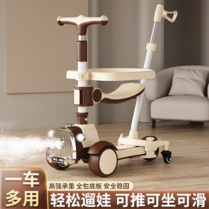 Children&#039;s scooter with push handle folding baby scooter 3-3-7 year old three-in-one toy tricycle for boys and girls