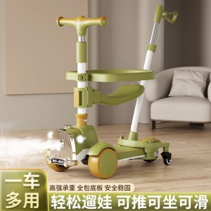 Children&#039;s scooter with push handle folding baby scooter 3-3-7 year old three-in-one toy tricycle for boys and girls