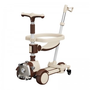 Children&#039;s scooter with push handle folding baby scooter 3-3-7 year old three-in-one toy tricycle for boys and girls