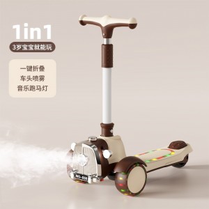 Children&#039;s scooter with push handle folding baby scooter 3-3-7 year old three-in-one toy tricycle for boys and girls
