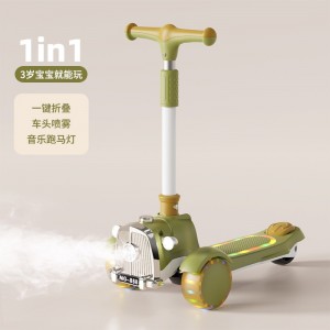 Children&#039;s scooter with push handle folding baby scooter 3-3-7 year old three-in-one toy tricycle for boys and girls