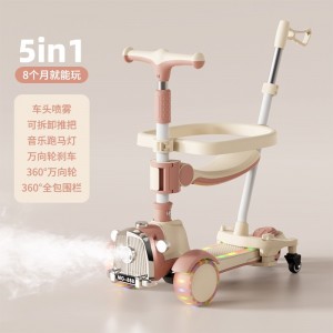 Children&#039;s scooter with push handle folding baby scooter 3-3-7 year old three-in-one toy tricycle for boys and girls