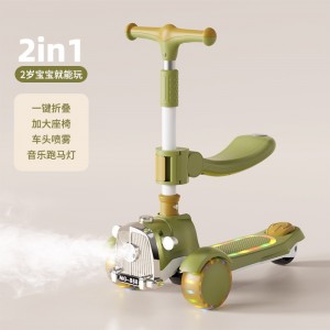 Children&#039;s scooter with push handle folding baby scooter 3-3-7 year old three-in-one toy tricycle for boys and girls