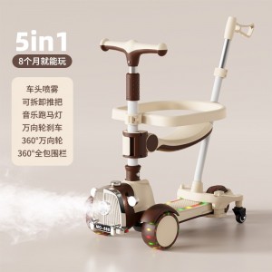 Children&#039;s scooter with push handle folding baby scooter 3-3-7 year old three-in-one toy tricycle for boys and girls