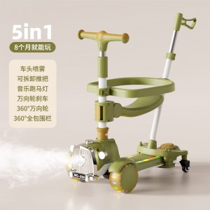 Children&#039;s scooter with push handle folding baby scooter 3-3-7 year old three-in-one toy tricycle for boys and girls