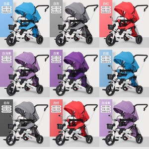 减震单人可躺可旋转可折叠儿童脚踏三轮车可旋转可折叠儿童三轮车