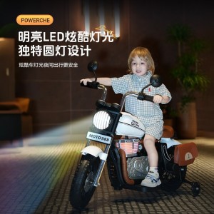 儿童电动车摩托车宝宝两轮越野车男女小孩复古哈雷玩具车可坐大人