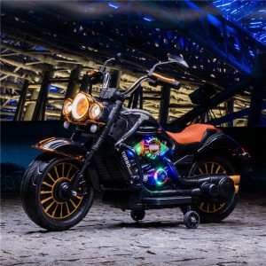 新款儿童电动车摩托车 潮流儿童车辅助轮防侧翻小孩玩具摩托车