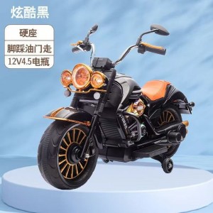 新款儿童电动车摩托车 潮流儿童车辅助轮防侧翻小孩玩具摩托车