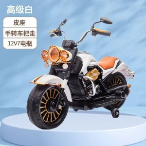 新款儿童电动车摩托车 潮流儿童车辅助轮防侧翻小孩玩具摩托车