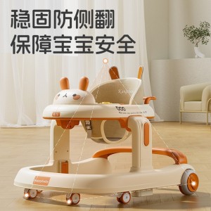 婴儿学步车防型腿防侧翻6-18个月宝宝音乐可坐可推助步学行车