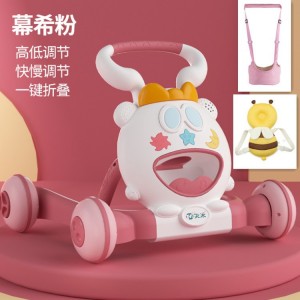 宝宝学步车防侧翻调速婴儿学走路助步车6-18个月手推车带音乐