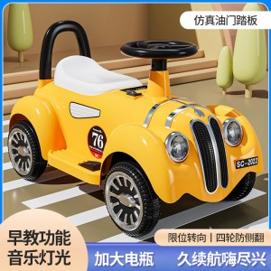 New children&#039;s electric classic car, novel luminous, cool smart toy, stroller with music