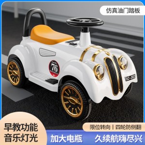 New children&#039;s electric classic car, novel luminous, cool smart toy, stroller with music