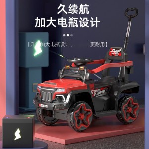 儿童电动四轮车加护栏手推电遥控男孩女孩可坐充电玩具车