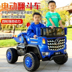 小孩四驱双人工程车可坐人玩具车充电童车儿童电动四轮汽车
