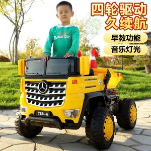 小孩四驱双人工程车可坐人玩具车充电童车儿童电动四轮汽车