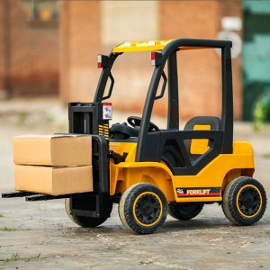 New electric forklift with music, children&#039;s electric toy car, large, seatable, engineering, rechargeable four-wheel vehicle