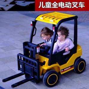 New electric forklift with music, children&#039;s electric toy car, large, seatable, engineering, rechargeable four-wheel vehicle