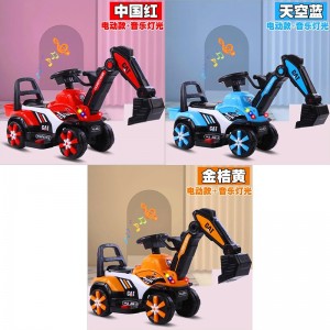 New children&#039;s excavator, electric old excavator, seatable, toy excavator with light and music