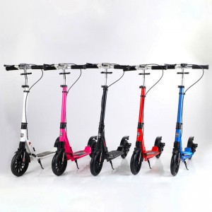 压扣手把带手刹碟刹减震滑板车 轮子高度可调节 成人铝合金滑板车