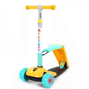 闪光踏板车2-10岁小孩滑行溜溜车 折叠儿童滑板车可坐人