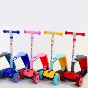 闪光踏板车2-10岁小孩滑行溜溜车 折叠儿童滑板车可坐人