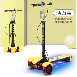 儿童滑板车大童6-8-12岁小孩单脚滑滑车折叠可发光滑滑车青少年