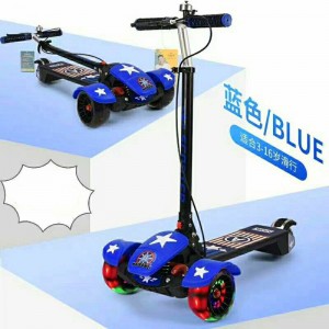 大童音乐灯光滑板车溜溜车折叠脚踏车 3-16岁可用三轮全闪滑板车