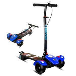 大童音乐灯光滑板车溜溜车折叠脚踏车 3-16岁可用三轮全闪滑板车