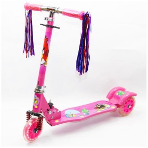 高档全铁材质 四轮儿童车二轮踏板滑滑车 可折叠