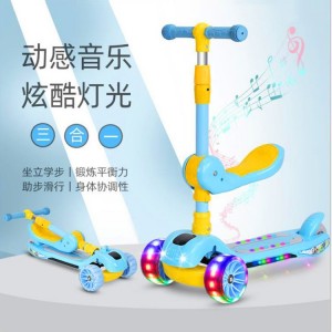 Children&#039;s scooter, foldable, installation-free, hummer, 3-in-1 roller scooter with music