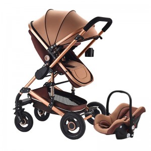 Stroller, reclining, folding shock absorber, 3-in-1 two-way newborn baby high landscape stroller