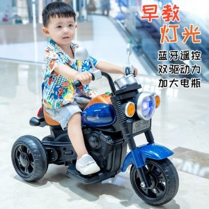 儿童电动摩托车三轮车男女孩宝宝电瓶车小孩可坐人充电遥控玩具车
