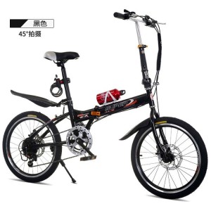 20寸折叠自行车学生车成人自行车折叠脚蹬碟刹变速自行车男女式