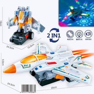 Electric transformable robot universal aircraft boy toy sound and light fighter car spaceship automatic model