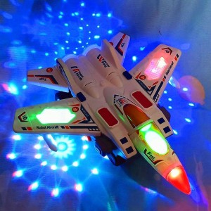 Electric transformable robot universal aircraft boy toy sound and light fighter car spaceship automatic model
