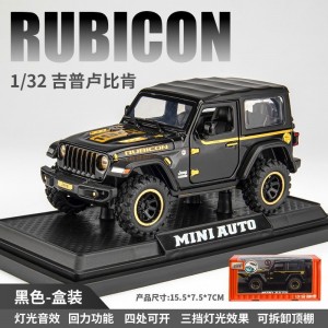 仿真合金越野车模型三挡声光回力儿童玩具摆件1/32吉普卢比肯