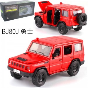 儿童玩具1:32JK吉普勇士BJ80军事模型合金车模声光回力金属玩具车