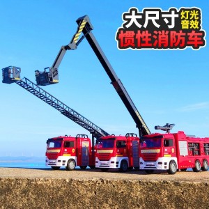 Acousto-optic inertial ladder fire rescue vehicle cross-border children's large car boy toy new simulation model