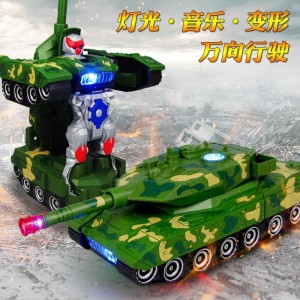 电动变形坦克万向变形汽车玩具车灯光音乐电动变形机器人
