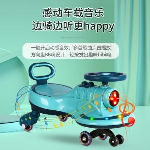 Children's scooter, female and male, anti-rollover music, baby car, one-year-old baby, slippery girl, girl, swing, new roller roller