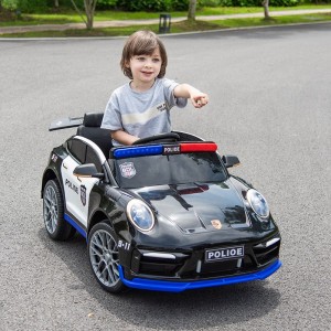 儿童电动四轮警车玩具车保时捷带遥控男女小孩可坐充电童车