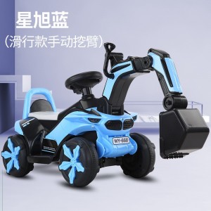 儿童工程滑行车手动挖臂儿童滑行车儿童挖掘机音乐灯光