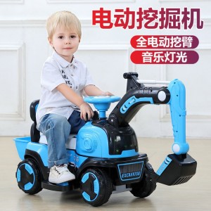 儿童挖掘机男孩大挖土机车玩具挖机小孩勾机可坐人工程车电动款