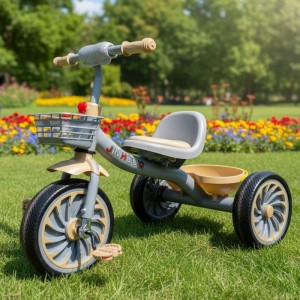 儿童塑料三轮车 带篮子和脚踏板 男女通用 适合 5-7 岁 户外使用