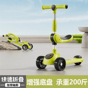 儿童滑板车三合一可坐可骑音乐灯光折叠童车男女宝宝溜溜车