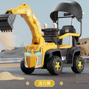 儿童电动挖掘机带篷男孩可坐遥控可充电可坐人大号挖土机工程玩具车