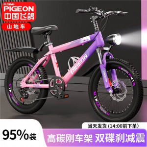 飞鸽儿童自行车中大童男女孩6-10-12-17岁碟刹减震青少年学生越野山地车